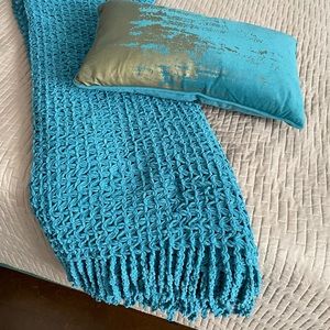 Teal Color Throw and Pillow.